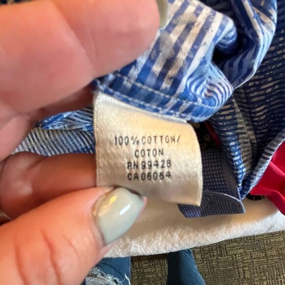 Bugatchi Blue Print Reverse Cuff Button Down Shirt sz M EUC - Picture 6 of 6